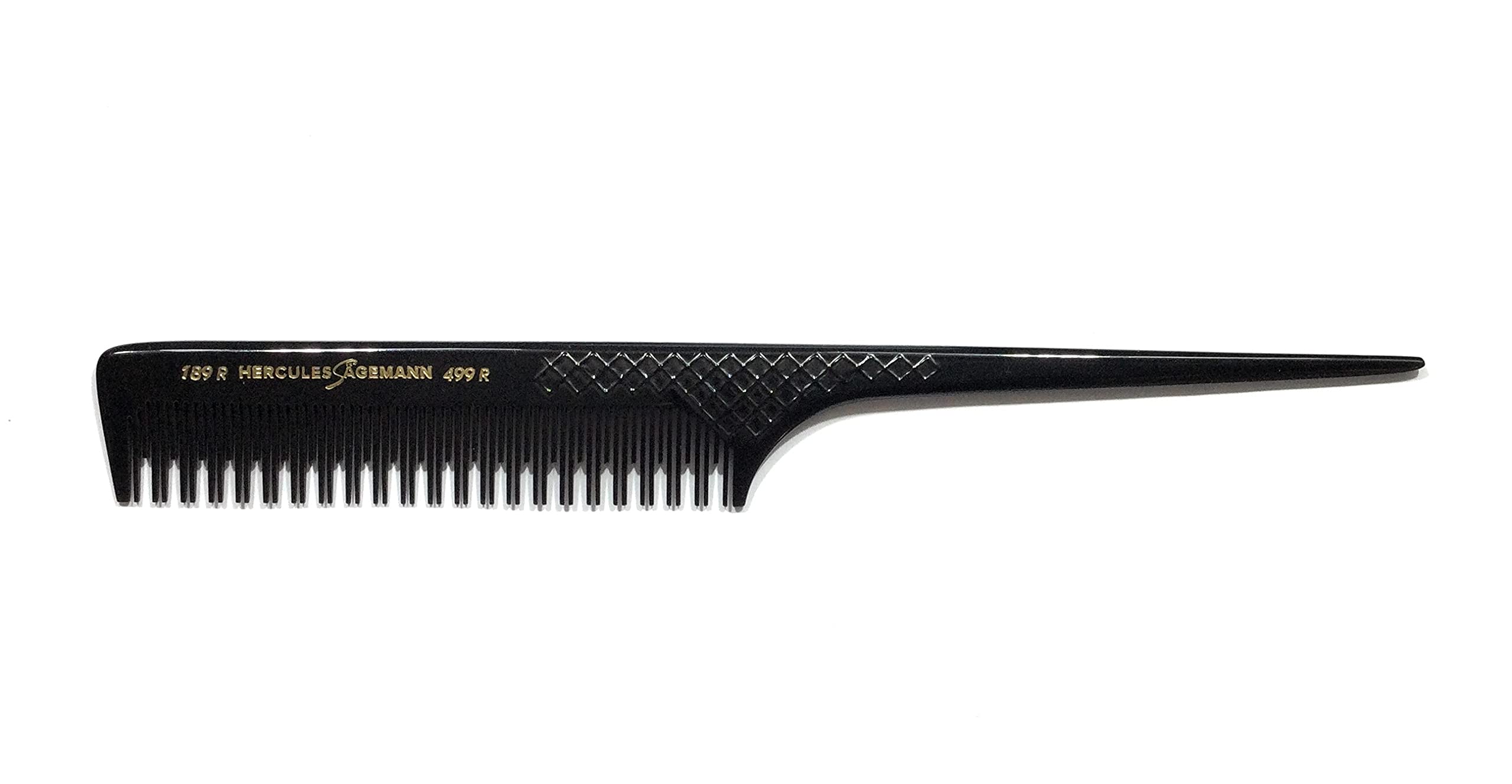 Hercules Sägemann 189 R 499 R Professional Touching Comb Natural Rubber 8 Inch Hair Comb with Changing Teeth 2/1 Toupeer Comb Handle Comb Grip-Back (189R)