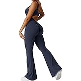 YEOREO Women Workout Scrunch Flare Jumpsuits Sexy Backless Butt Lift Gym Yoga Jumpsuits