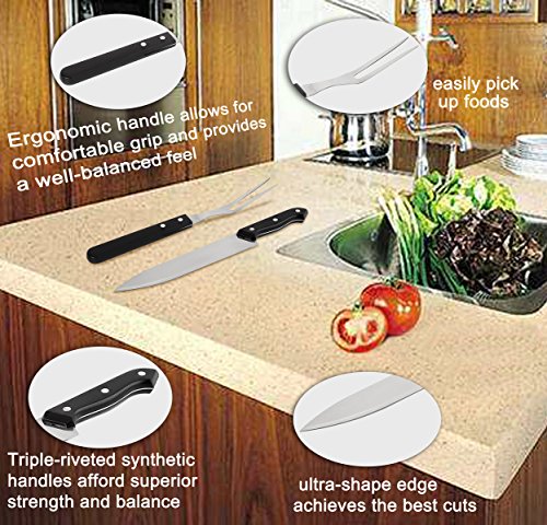 POLIGO Cutlery Carving Knife Set, Sturty Carving Knife and Fork - set of 2 in a handy pouch bag - Perfect Gift Set for Men and Women
