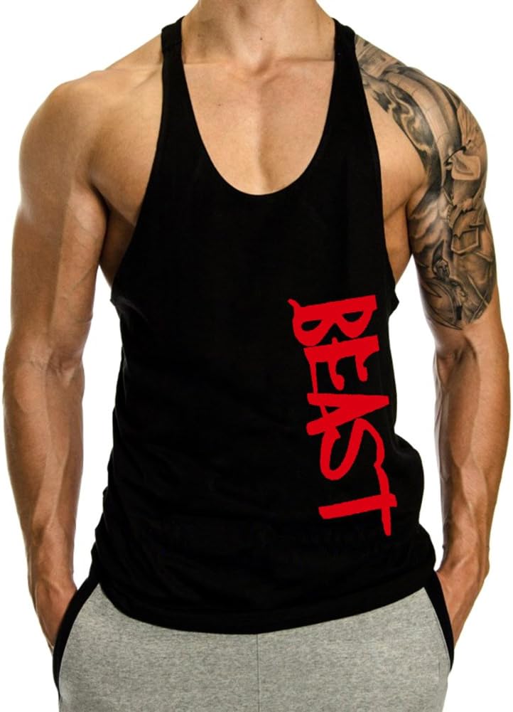 InleaderAesthetics Men's Gym Cotton Beast Muscle Stringer Vest