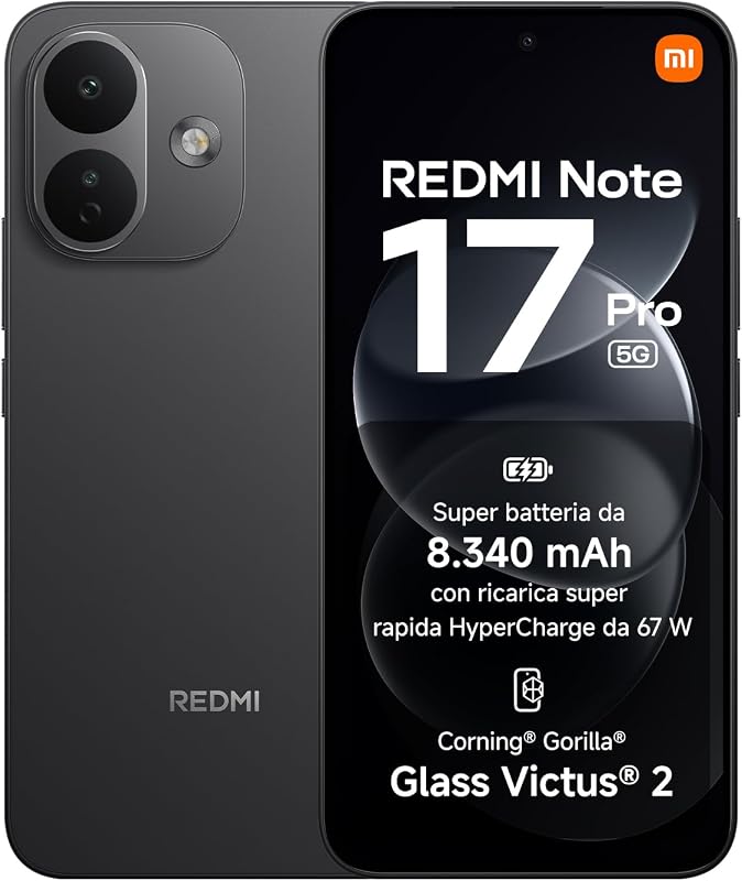 REDMI Note 17 Pro 5G, Smartphone 8+512GB, Black, Batteria da 8340 mAh