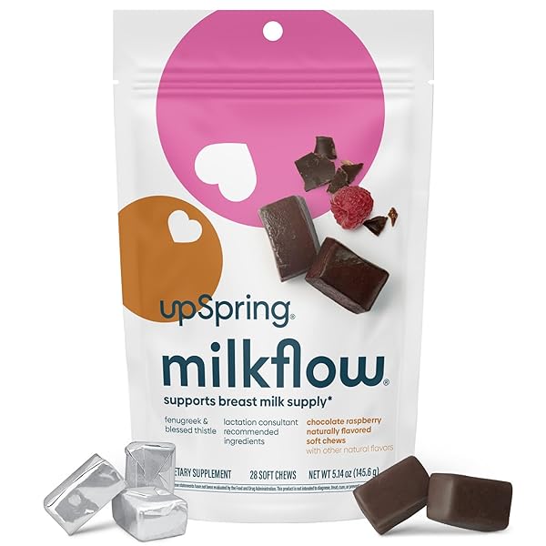 UPSPRING LACTATION SUPPLEMENT FOR BREASTFEEDING, LACTATION SNACKS WITH FENUGREEK AND BLESSED THISTLE, BREASTFEEDING ESSENTIALS SUPPORT, BREAST MILK SUPPLY – CHOCO RASPBERRY (28 COUNT)