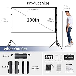 Projector Screen with Stand, Wootfairy 100 inch