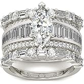 Jeulia 2 Carat 3PC Wedding Ring Set for Women 14K Gold Plated Marquise Cut CZ Engagement Rings Sterling Silver Bridal Set Anniversary Promise Rings for Her with Jewelry Box