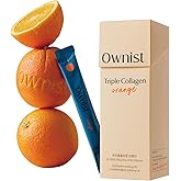 Ownist Triple Collagen Liquid Packets On-The-Go - Peptides with Hydrolyzed Marine Collagen, Elastin, Hyaluronic Acid and Vitamin for Healthy Skin - Orange Flavor - 14 Individual Stick Packs