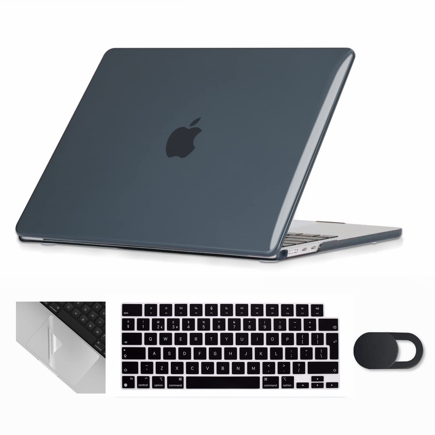 Se7enline Compatible with 2024 MacBook Air 15 inch case M4 M3 M2 A2941/A3114/A3241 Hard Laptop Cover for Mac Air 15.3 & Keyboard Protective Cover & Webcam Cover & Trackpad Protector, Crystal Black