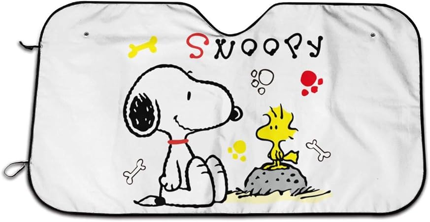 Amazon Snoopy カーフロント サンシェード カバー 車用 フロントシェード サンシェード 凍結防止 夏冬兼用 車用 日よけ 日焼け カバー 厚手 防水 雪対策 フロントガラス 紫外線対策 簡単吸盤取付 汎用 サンシェード 車 バイク