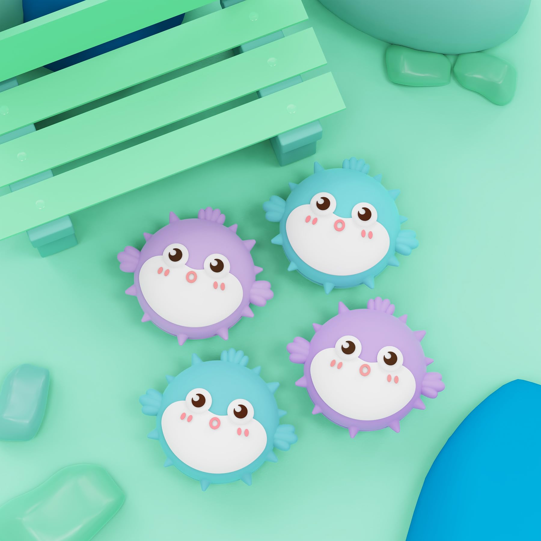 PlayVital Thumbs Cushion Caps Thumb Grip Caps for Nintendo Switch, Joystick Caps for Nintendo Switch Lite, Thumbstick Caps for Nintendo Switch OLED, Analog Stick Cover for Joycon - Chubby Puffer Fish