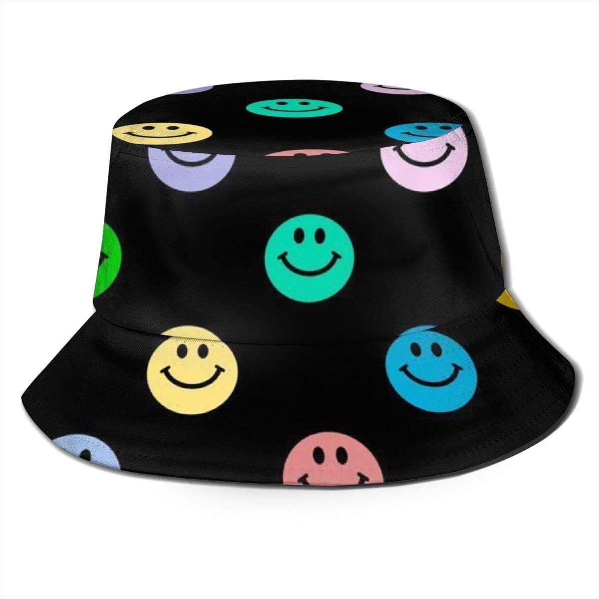Bucket Hat Packable Reversible Rainbow Smiley Polka Dot Pattern Print