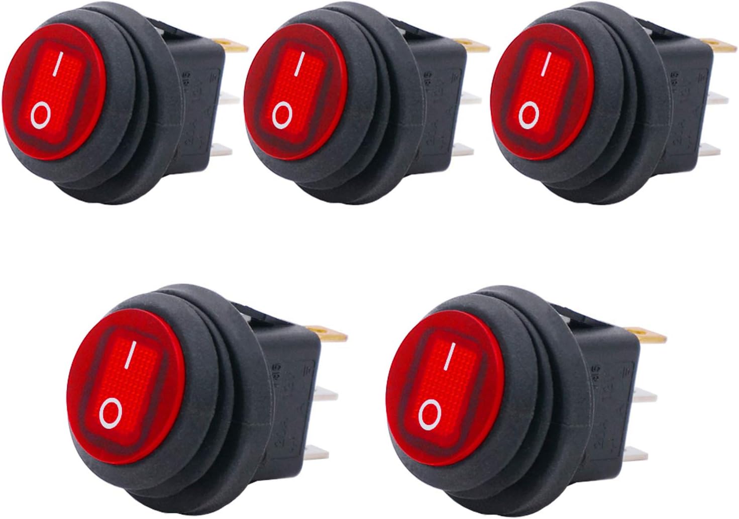 Twidec/5Pcs 12V 20A Waterproof Lighted Round Rocker Toggle LED Switch 3 Pins On-Off Car Truck RV Rocker Switch Blue for Boat KCD1-8-101NW-BU: Industrial & Scientific