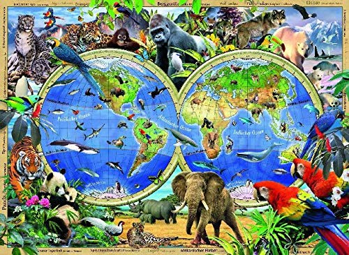 Ravensburger Kinderpuzzle - 10540 Tierisch um die Welt - Puzzle-Weltkarte für Kinder ab 6 Jahren, mit 100 Teilen im XXL-Format – Bild 3