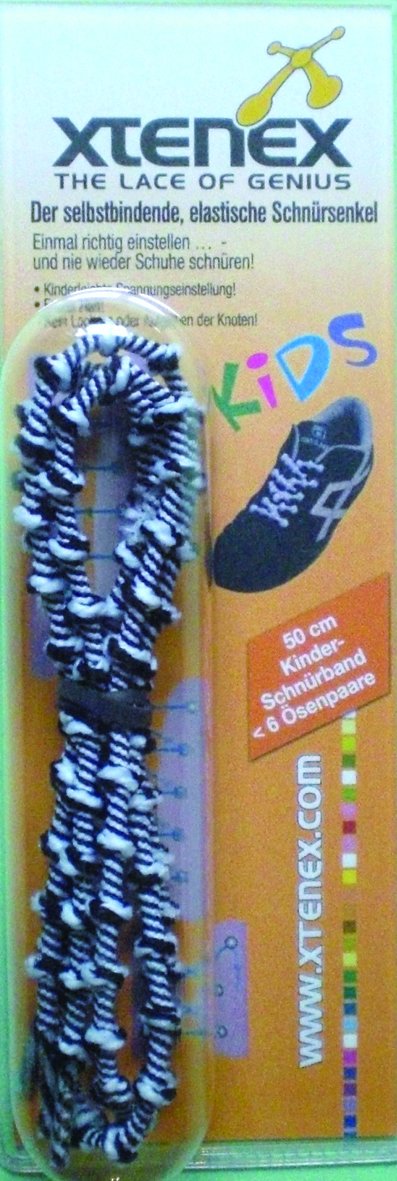 Xtenex X200 Children's School Laces/ideal for Adult Golf Shoes, Black and White, 50 cm