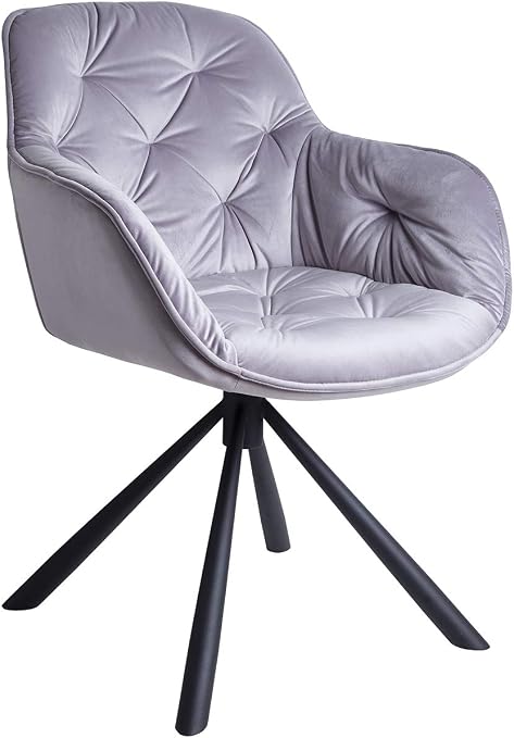 Meubletmoi Chaisefauteuil Pivotant Velours Gris Clair