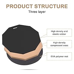 12 Inch Practice Pad with 5A Oak Drumsticks and