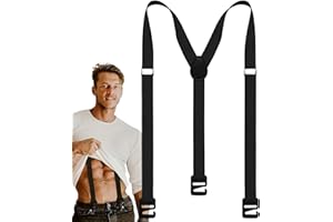 Mens Suspenders Heavy Duty | Suspenders for Men Dress Pants - Y-Back Elastic Straps Adjustable Belt for Outdoor Hiking Skiing