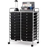 Giantex 20 Drawer Rolling Storage Cart Tools Scrapbook Paper Office School Organizer (25 x 15 x 35 Inch, Black)