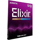 Elixir, Acoustic Guitar Strings, 80/20 Bronze, POLYWEB, 6-String, 12-53 | Light 12-53, 80/20 Bronze with POLYWEB Technology, Longest-Lasting Warm Tone with Comfortable Feel