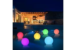 WHATOOK Floating Pool Lights for Swimming Pool, 3 Inch LED Orb Pool Lights that Float, IP68 Waterproof Light up Pool Float, Glow Balls for Pool at Night Lights for Hot tub Pond Garden Lawn Party Decor, 6pack