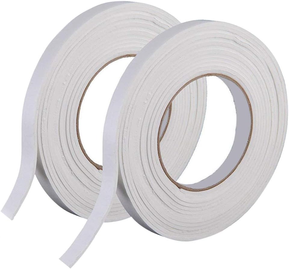 Door Weather Stripping,2 Pack of White Self-Adhesive Door Sweep,10m Foam Draught Exluder Weather Strip Tape Seal for Window Door Sealing,Under Door Draft Stopper Weatherstripping Seal Strip