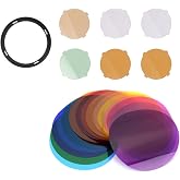 Godox AK-R16 Round Color Filters with V-11C Color Filters Kit Compatible with Godox V1 Flash, V1-C V1-N V1-S V1-F V1-O, Use with H200R Round Flash Head, AD200, AD200 Pro (15 Color 30 Pieces)