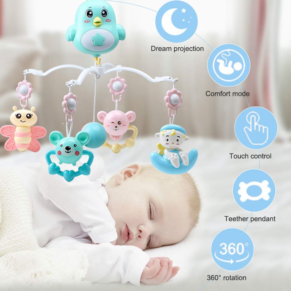 Hzlsy Mobile Musical Lit Jouet Bebe Projection Pendentif Jouet Lit Berceau De Pendentif Mobiles Peluche Jouet Pepiniere Accessoires Suspendus Fille Garcon Maison Musiques Sonsblue Cadeaux De Naissance Et Souvenirs Mobiles