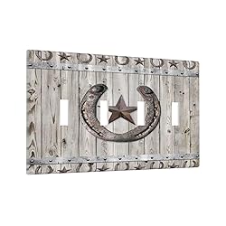 Sghxwp Rustic Western Wood Barn Door Horseshoe Iron