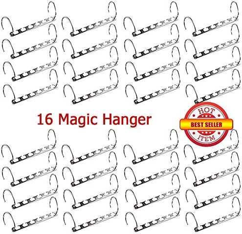 Metal Hanger Organizer Cascader Hook Rack,Wonder Magic Clothes,Closet,Coat Space Saver Storage 2 Pack with 8 Hanger (CHROME)