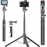 Auleda Selfie Stick Tripod for Gopro Camera, 70" Extendable Action Camera Tripod with Remote Phone Holder Action Camera Adapter Compatible with DJI Action 4 5 6 Insta360 X5 X4 GoPro Hero 13 12 MAX2