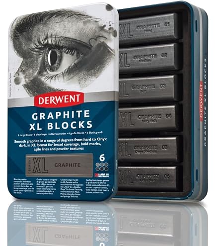 Amazon.com : Derwent Charcoal XL Blocks 6 Tin, Set of 6, 60mm