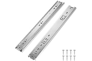 BAIDICE 1 Pair Full Extension Ball Bearing Drawer Slides 8 10 12 14 16 18 20 22 24 Inch 100 LB Load Capacity Side Mount File Cabinet Rails Dresser Metal Runner Trash Can Kitchen Slider Glide Silver