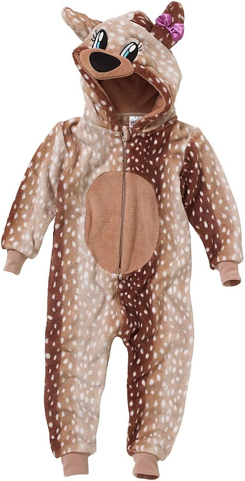 Animal Crazy Girls Deer Supersoft Fleece Jumpsuit Playsuit UK Seller