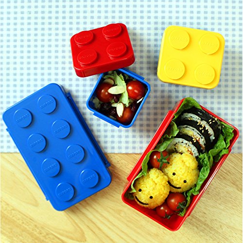 Stackable Lunch Box Bento Box Container Salad Box Oxford Block Brick Design For Children Kids Family Picnic Travel (BoxSet)
