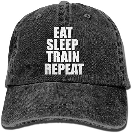 ISSOPICA Eat Sleep Train Repeat Slogon Unisex Cowboy Cap Design For Man And Woman