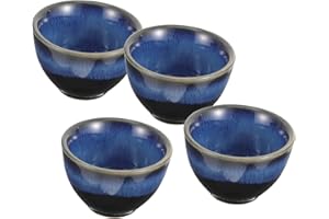SHOWERORO 4pcs Japanese Style Ceramics Sake Cups for Tea Coffee Wine Unique Glazed Design for and Special
