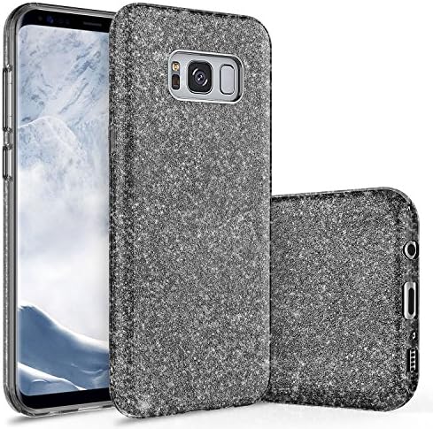Galaxy S8 Case, Hasting Luxury Shinning Sparkle Bling Glitter Slim 3-Layer Design Protection PC TPU Protective Designer Case Cover for Samsung Galaxy S8 (Black)