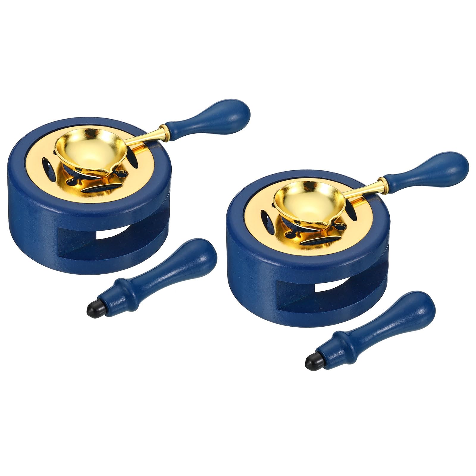 PATIKIL Wax Seal Kit, 2 Set Wax Seal Warmer Melting Spoon Wax Seal Stamp Handle Melt Stove Pot Furnace Tool for Melting Wax Sealing Beads, Blue