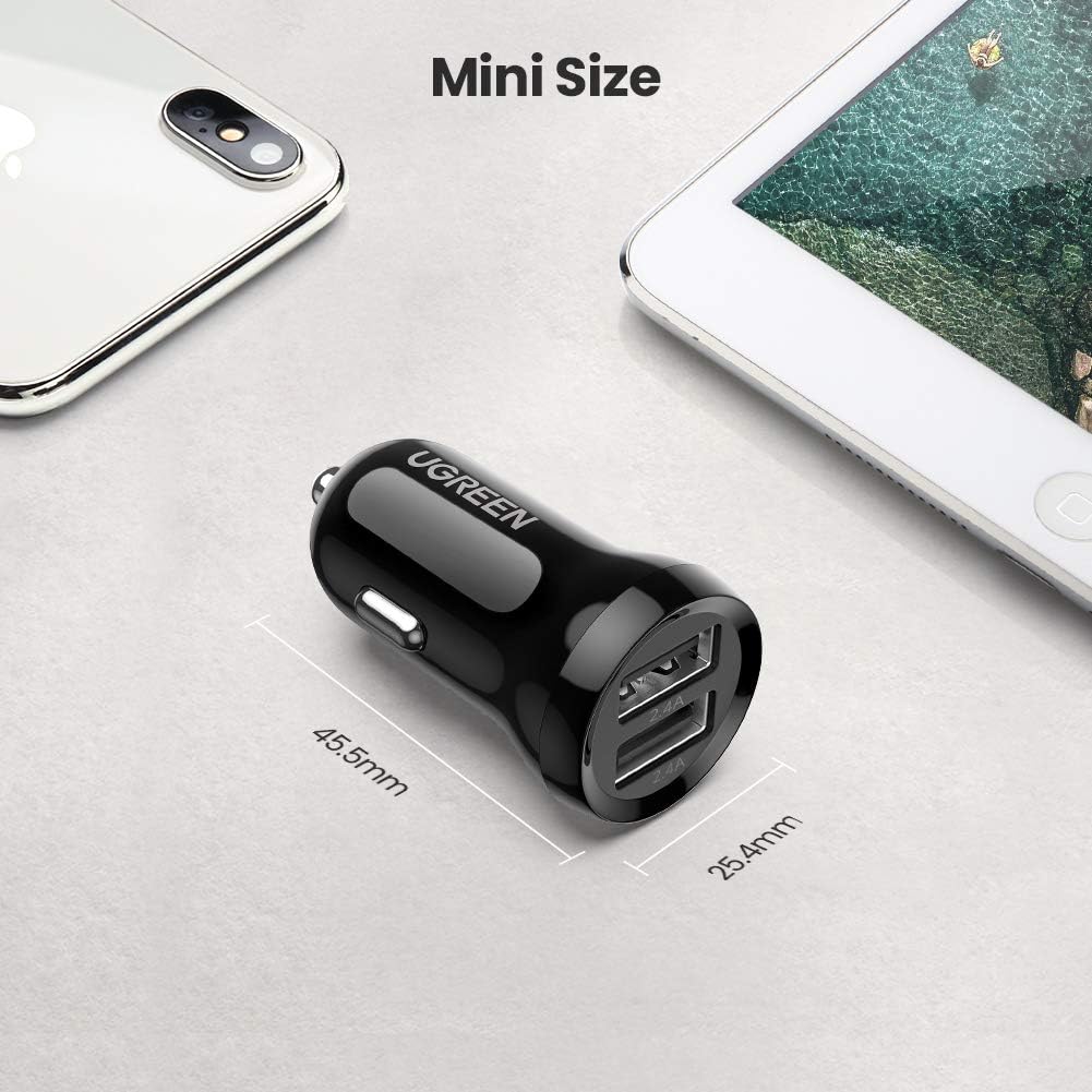 UGREEN Car Charger, Dual USB Car Charger with 24W 4.8A Car Charging Adapter Compatible with iPhone SE/11 Pro Max XS XR X 8 iPad Pro Air Mini, Samsung S10 S9 S8 Note 20 Ultra, LG OnePlus,Pixel and More: Home Audio & Theater