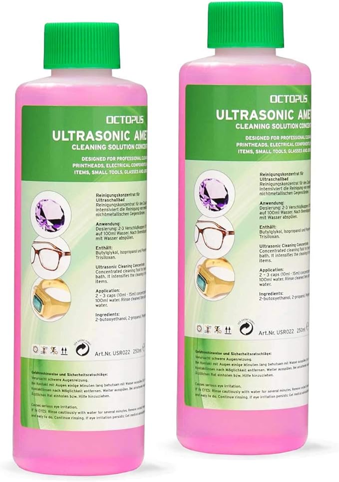 2 x 250 ml Octopus Ultrasonic Cleaner Concentrato per bagno a