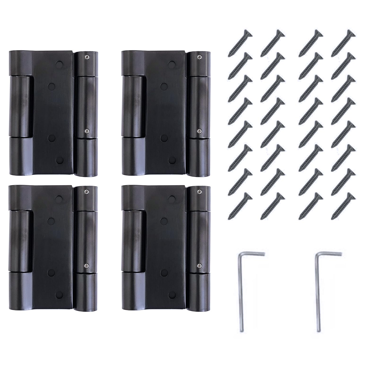 2Pairs Double Action Spring Door Hinge, 3mm Thick 304 Stainless Steel Self-closing Spring Door Hinge, Cafe Saloon Bar Swing Gate Hinge (Black, 100mm (4 inch))