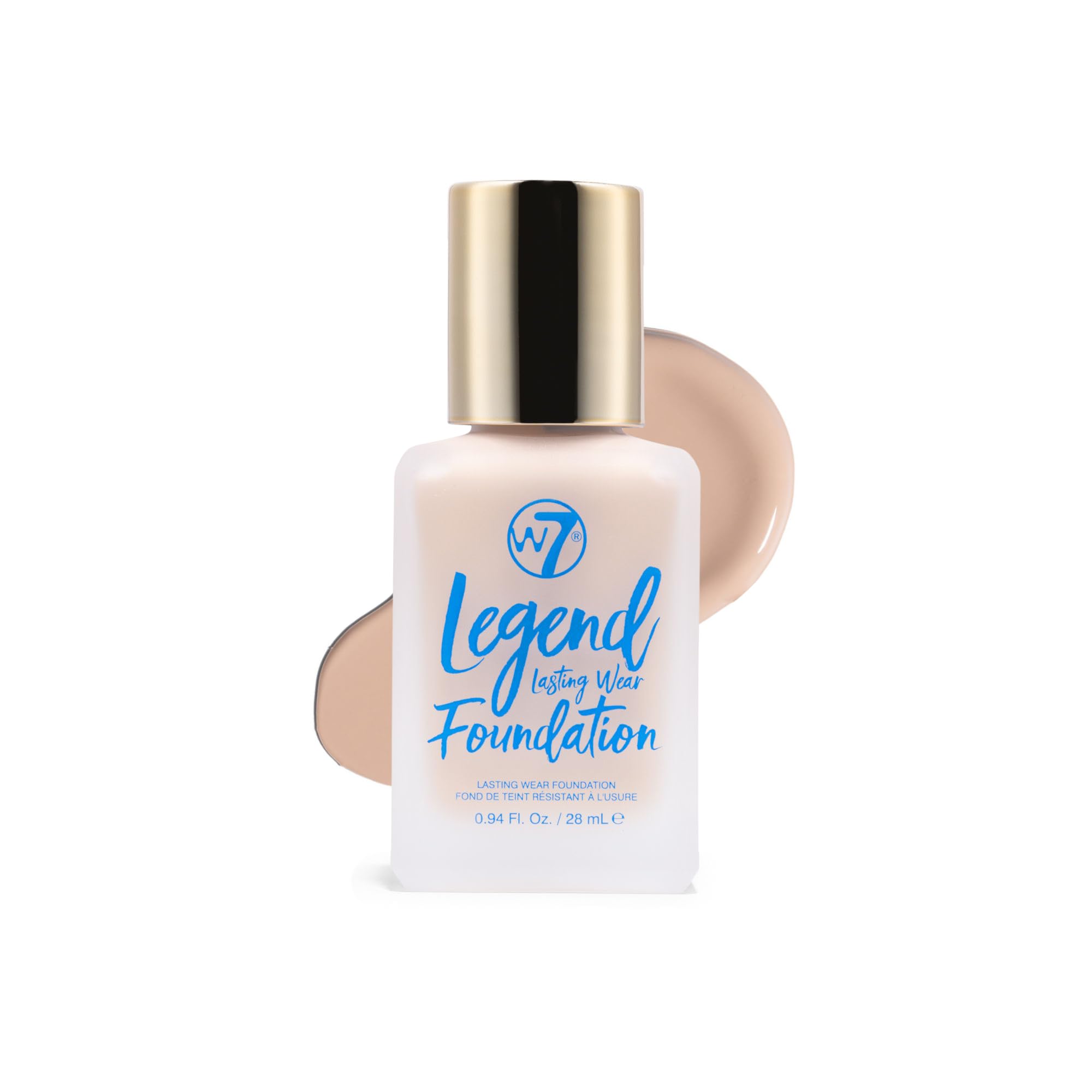 W7 Legend Foundation - Creamy Liquid Foundation for Poreless, Semi-Matte Medium Coverage - 28ml (Fresh Beige)
