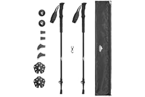 Cascade Mountain Tech Trekking Poles - Carbon Fiber Walking or Hiking Sticks with Quick Adjustable Locks