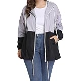 kacocob Women's Plus Size Rain Jacket Lightweight Hooded Rain Coat Windbreaker