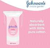Johnson's Baby Cotton Pads 100% Pure Cotton Pack of 12 x 50 view 3