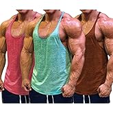 Muscle Cmdr Men's Bodybuilding Stringer Tank Tops Y-Back Gym Fitness Workout Training Running T-Shirts Athletic Quick Dry Top