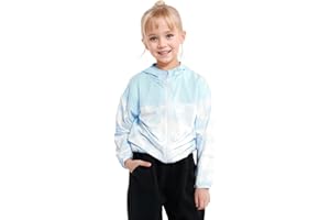 JiAmy Girl's Athletic Hoodie Zip Up Sun Protection Jacket Cooling Camo Shirt for Active Running Outdoor