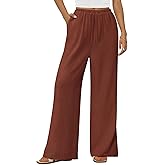 PRETTYGARDEN Summer Wide Leg Linen Pants Women with Pockets High Waist Drawstring Loose Casual Palazzo Lounge Pants Women