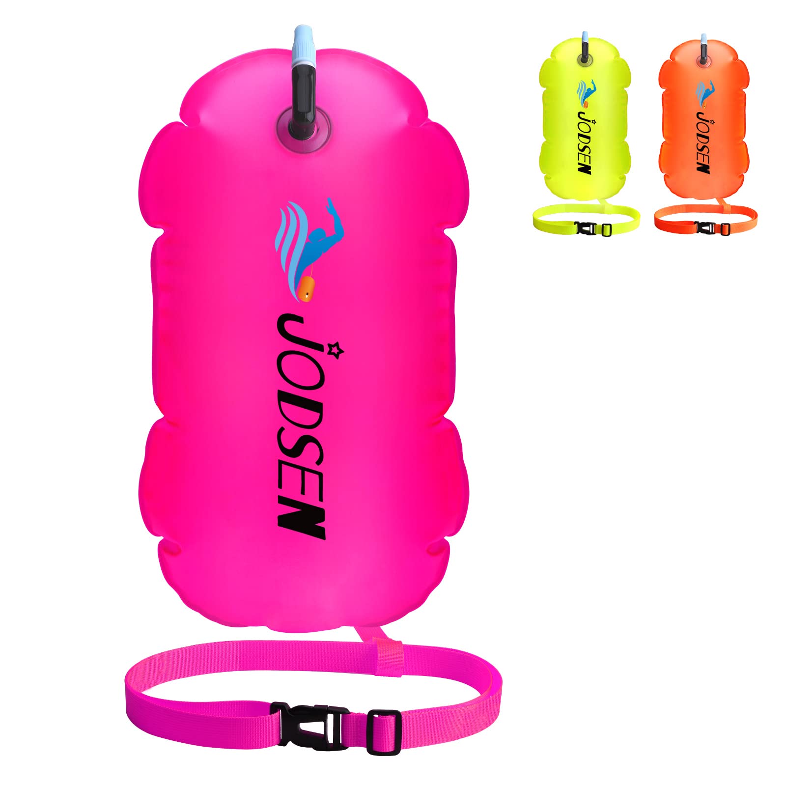 Jodsen Swim Buoy,Outdoor Swim Float,Inflatable Swim Buoy,Tow Air Float Suit,for Open Water Swimming Sports Snorkeling Triathletes Racing Training Accessories, Swim Bubble Highly Visible (Rose)