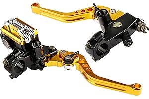LisylineAuto Motorcycle Brake Lever 7/8" 22mm Handlebar Brake Master Cylinder Clutch Lever Left and Right Set Compatible with Harley Honda Kawasaki Suzuki Yamaha Gold Universal