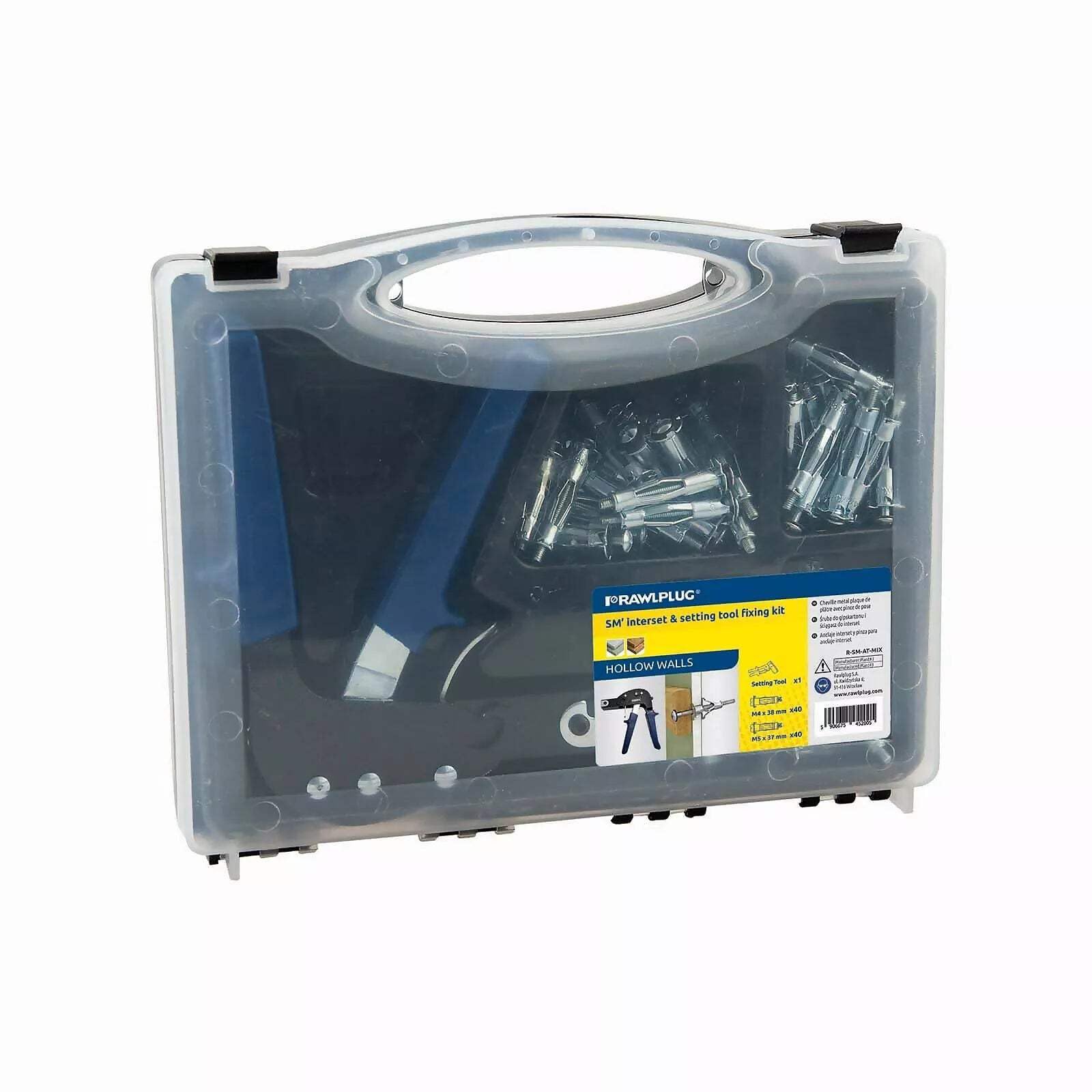 Rawlplug Hollow Wall Anchors & Setting Tool Kit - Includes M4X38MM x 40 & M5X37MM x 40 + 1 Setting Tool