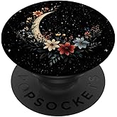 Moon Flowers Floral Stars Pattern Print PopSockets Adhesive PopGrip